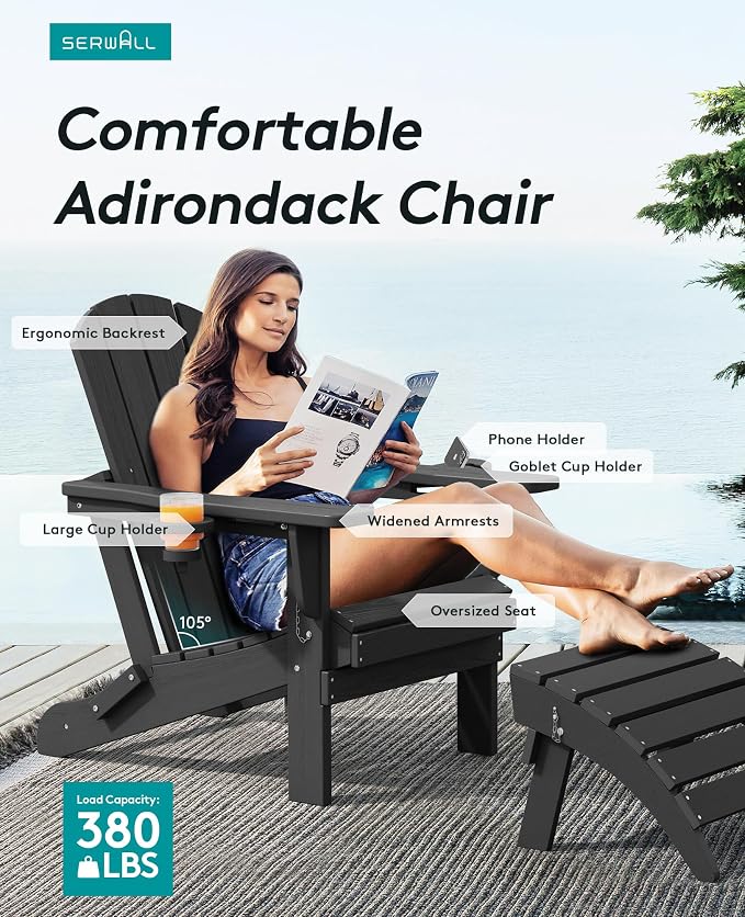 SERWALL HDPE Folding Adirondack Chair - Image 3