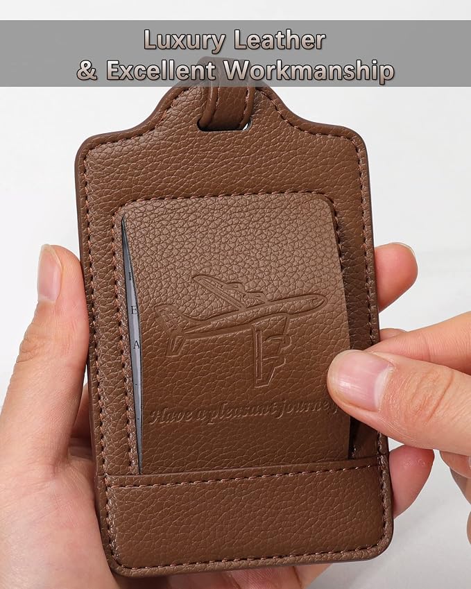 Teskyer Luggage Tags, 3 Pack Premium PU Leather Luggage Tags - Image 3