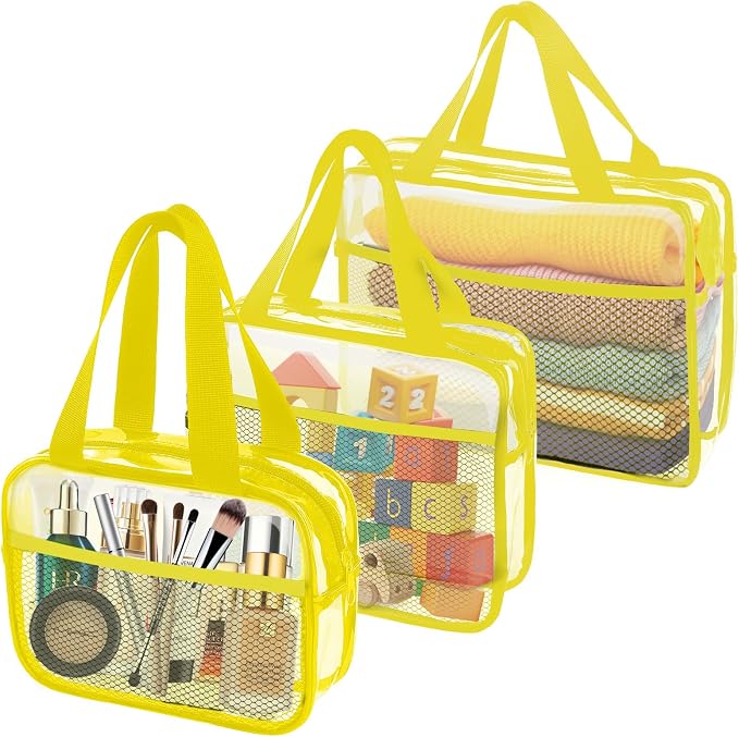 XEWEA Clear Travel Toiletry Bags, 3 Pack TSA Approved Transparent Makeup Bag by XEWEA
