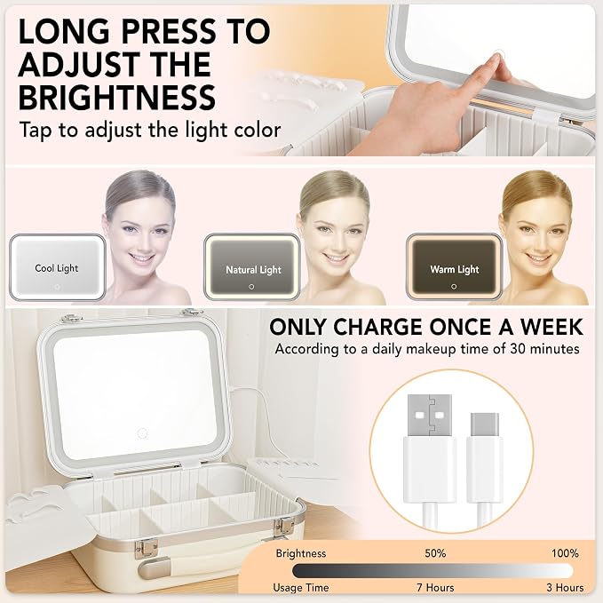 Lighted Makeup Case with Mirror - Image 7