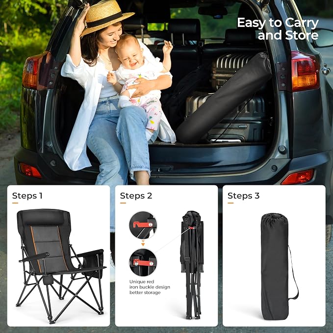 ALPHA CAMP Heavy Duty High Back Camping Chairs - Image 9