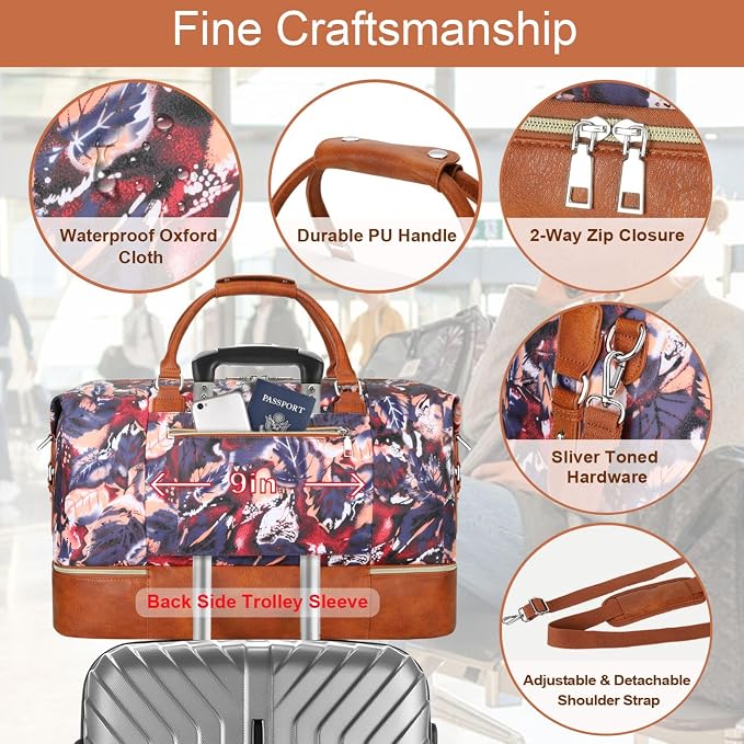 Weekender Bag for Women, Travel Duffel Bag Carry On Overnight Bag - Image 5