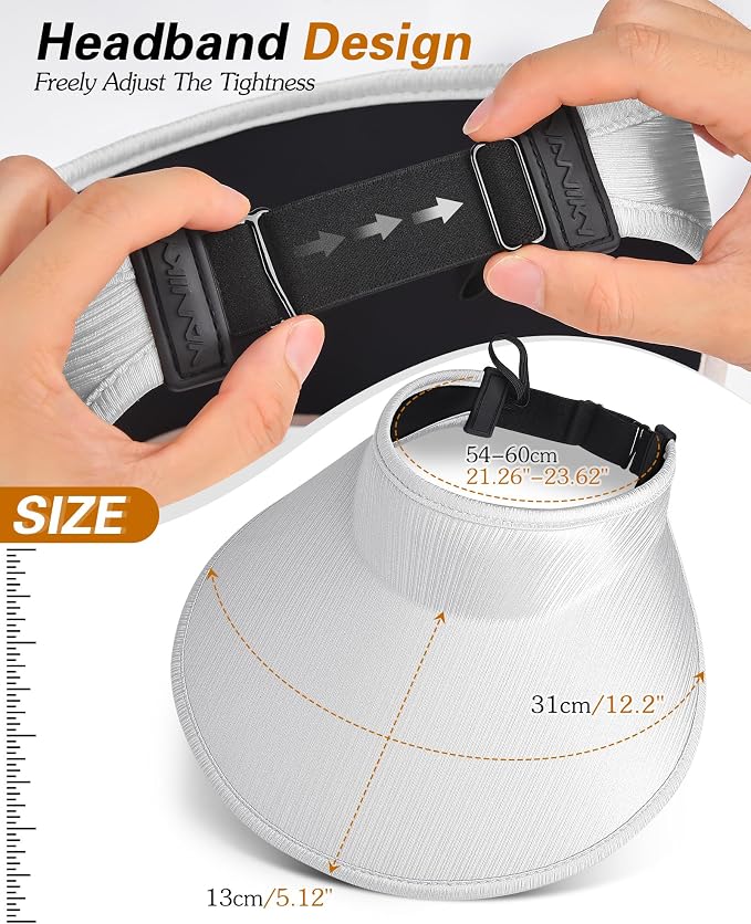Sun Visor Hats for Women, UPF50+ Wide Brim Sun Hats Adjustable Foldable Beach - Image 6