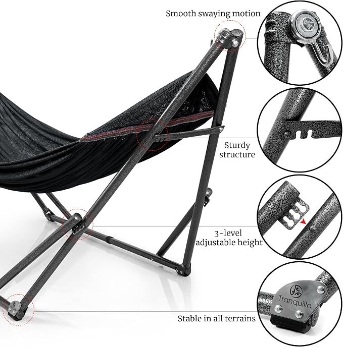 Tranquillo Universal Hammock Stand 600 lbs Capacity, Instant 20s Foldable - Image 8