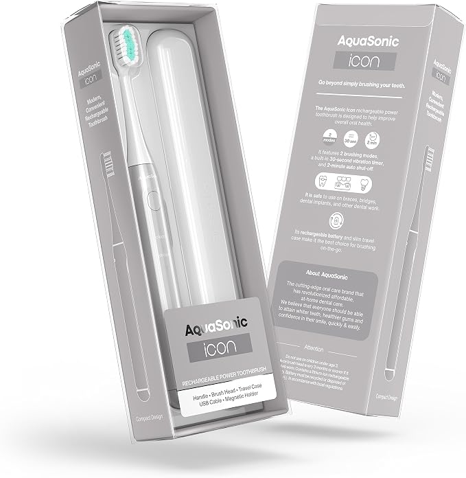 Aquasonic Icon ADA-Accepted Rechargeable Toothbrush | Magnetic Holder & Slim - Image 8