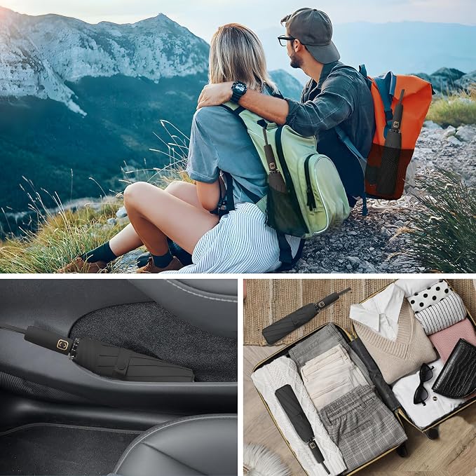 2-Pack Windproof, Waterproof, UV-Blocking Portable Travel Umbrella, Compact Sun - Image 7