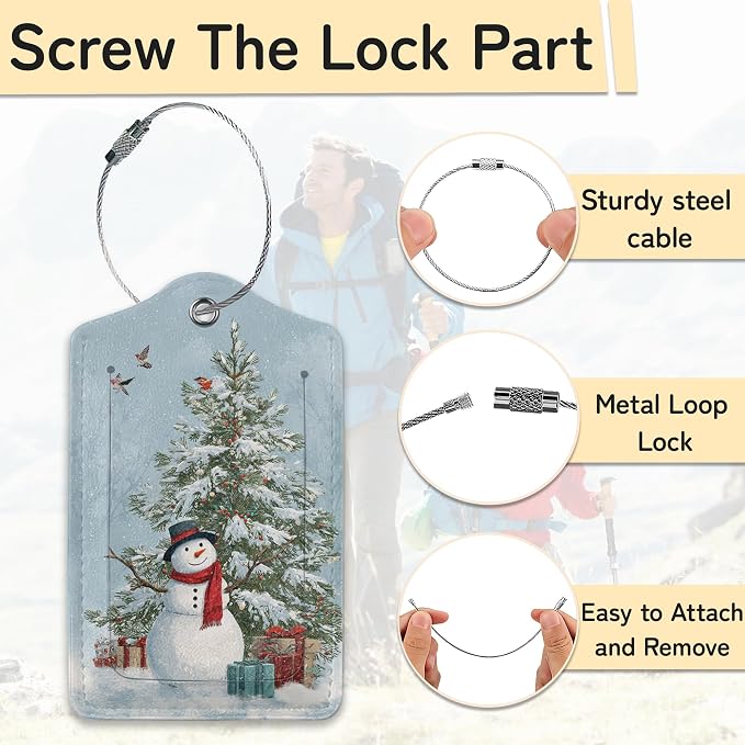 Merry Christmas 3 Pack PU Leahter Luggage Tag - Image 2
