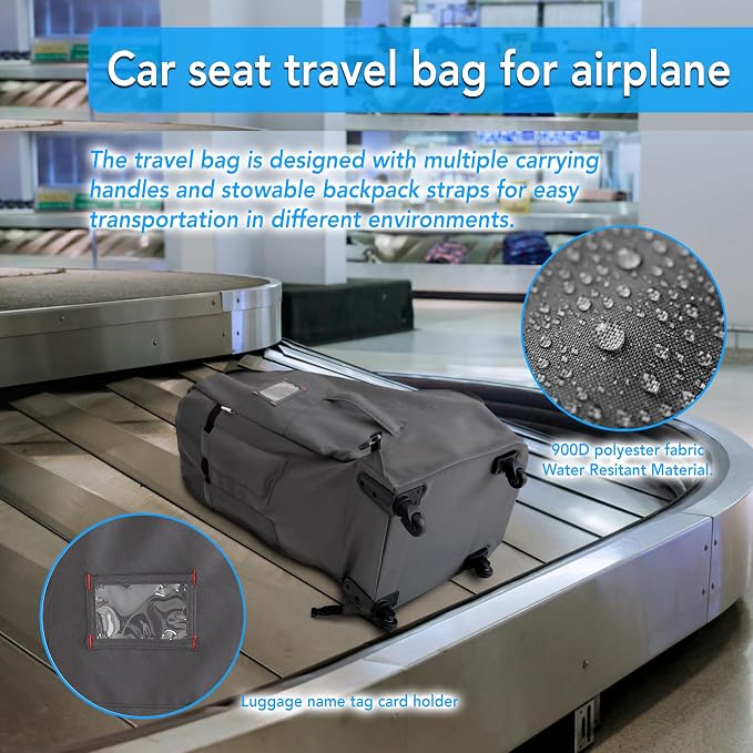 Car Seat Travel Bag with Wheels Heavy Duty Water-resistant Protective Cover - Image 3