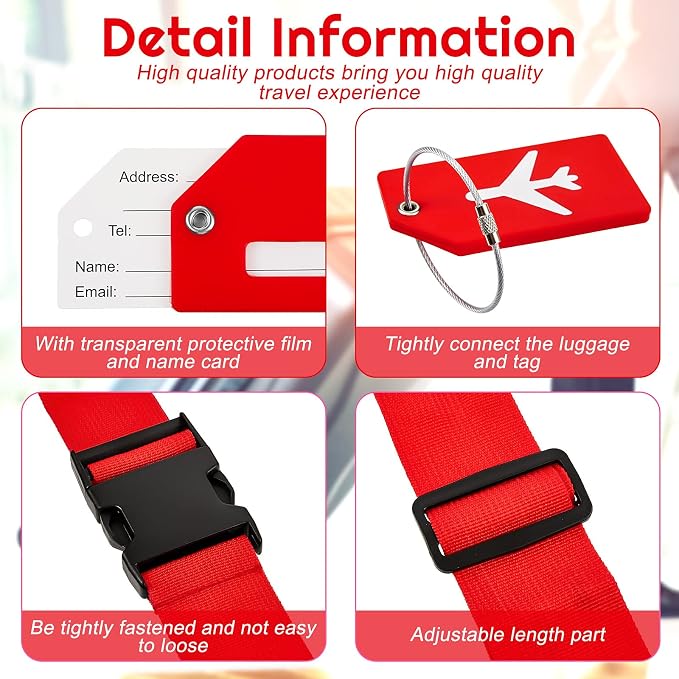 Weewooday 8 Pcs Luggage Straps Suitcase Tags Set - Image 3