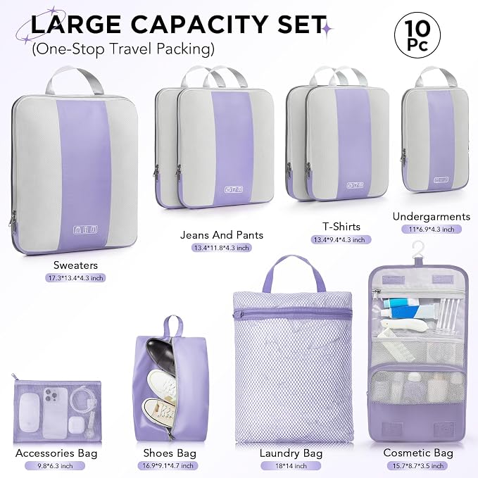 10 Set Compression Packing Cubes - Image 2
