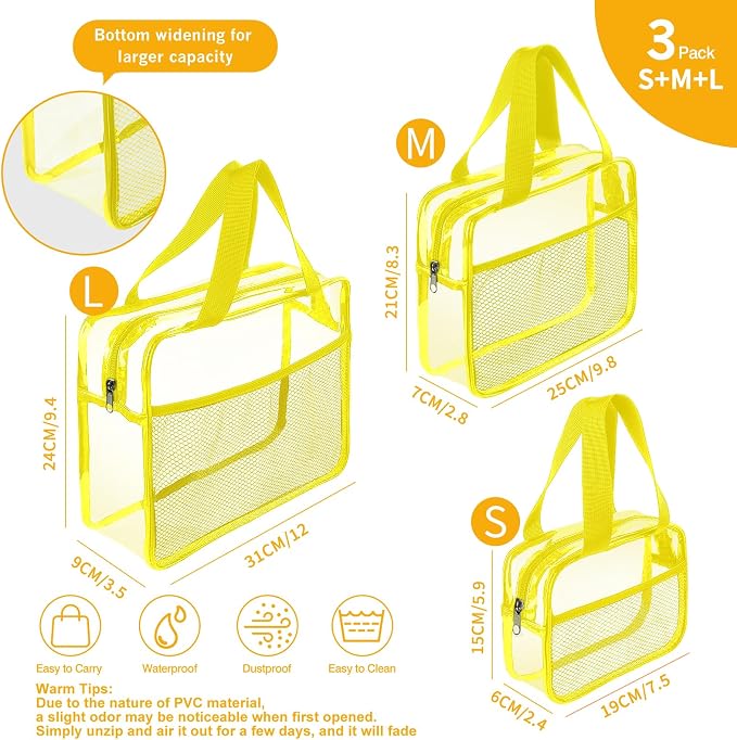 XEWEA Clear Travel Toiletry Bags, 3 Pack TSA Approved Transparent Makeup Bag - Image 2