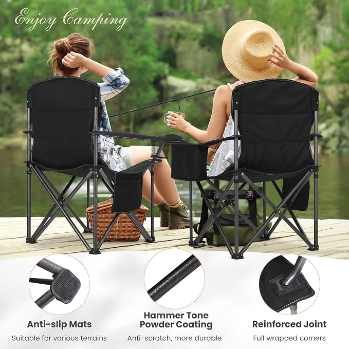 HIGH POINT SPORTS Oversized Portable Camping Folding Chair, Heavy Duty Foldable - Image 3