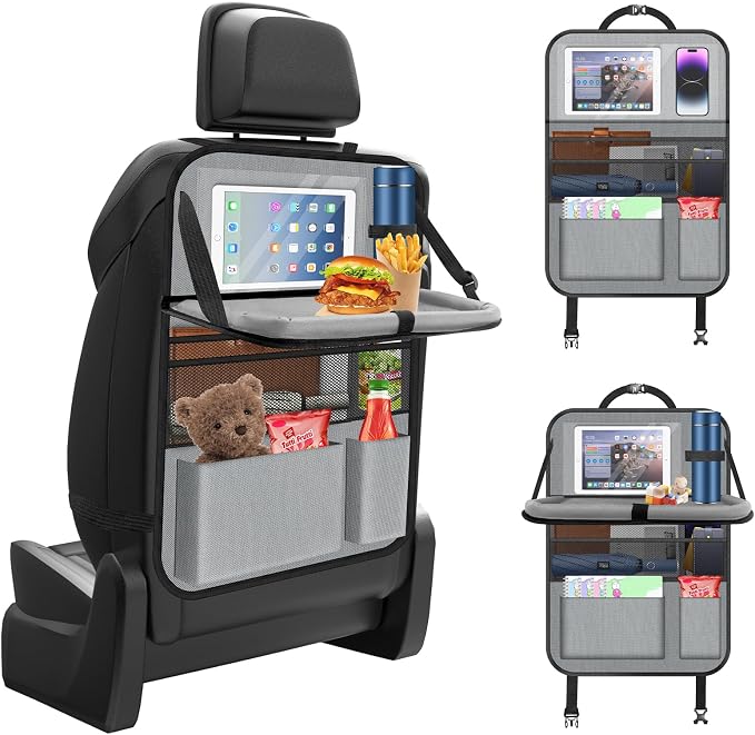 Car Backseat Organizer with table Tray, 9 Storage Pockets Backseat Car - Image 2