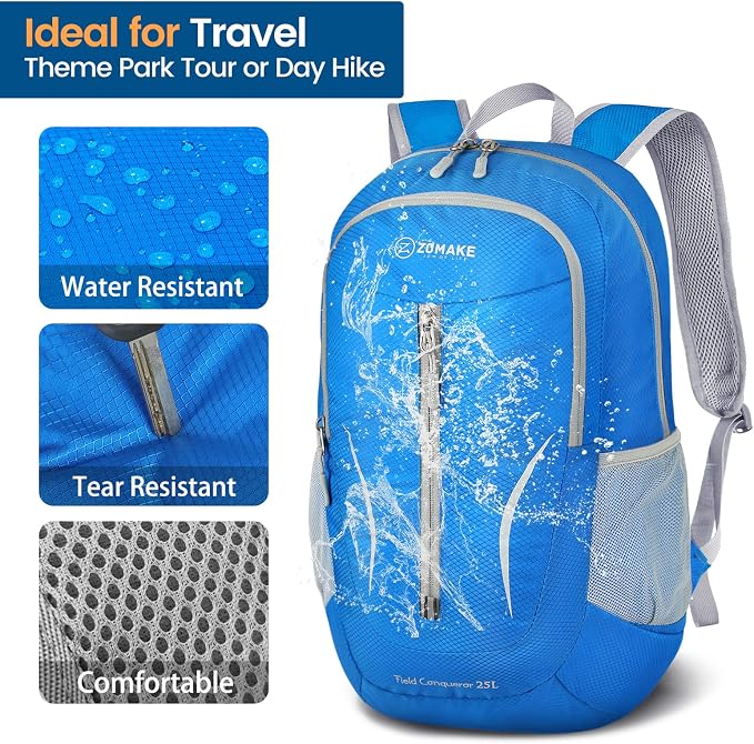 ZOMAKE Ultra Lightweight Packable Backpack 25L, Foldable Hiking Backpacks Water - Image 4