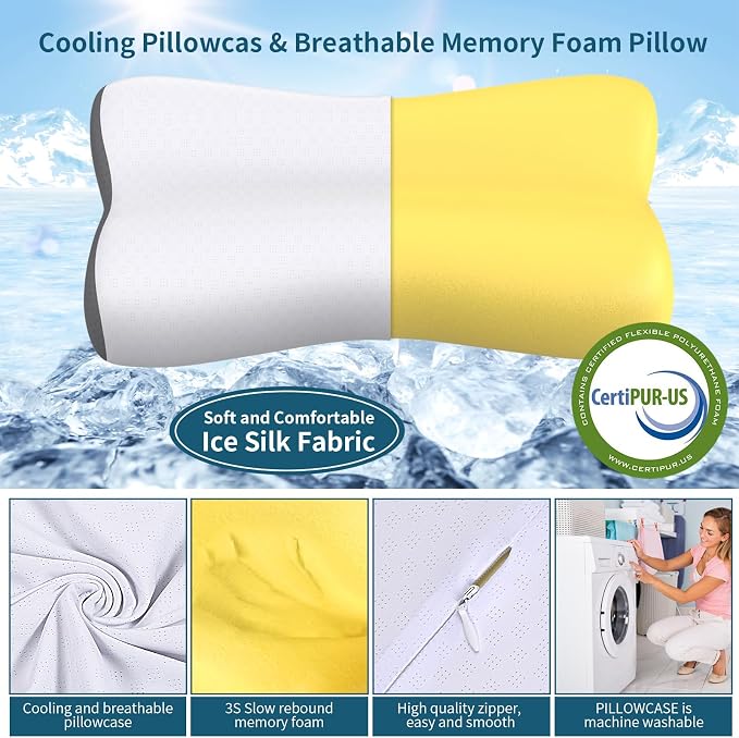Cervical Neck Pillow for Pain Relief, Contour Memory Foam Pillows for Sleeping - Image 3
