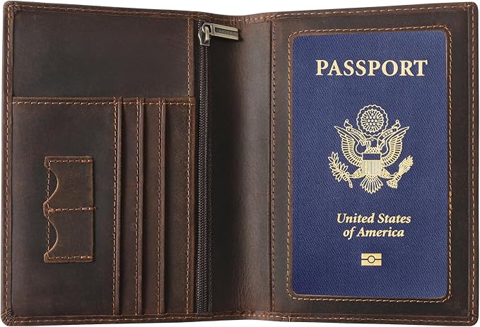 Ringsun Leather Passport Cover for Men Women, RFID Passport Wallet Case Travel by RINGSUN