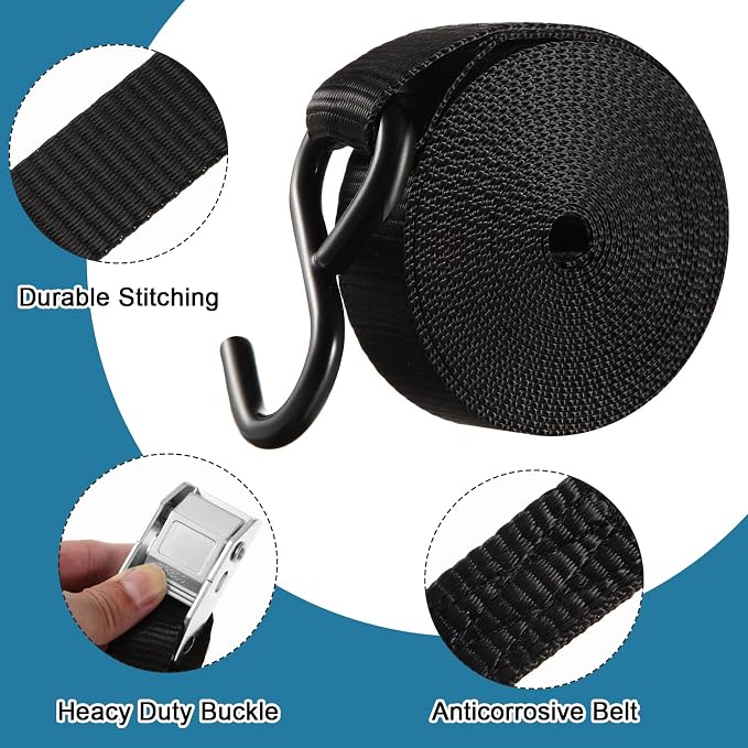16 Pcs Cambuckle Tie Down Straps 1763lbs Break Strength Securing Straps 1'' x - Image 3