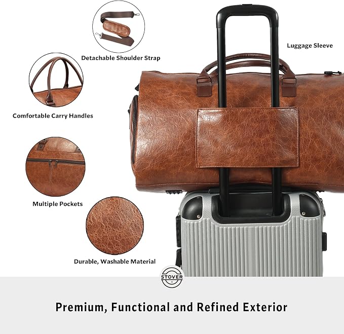 STOVER Garment Travel Duffle Bag, Large 2-in-1 Convertible Carry-on Luggage - Image 4