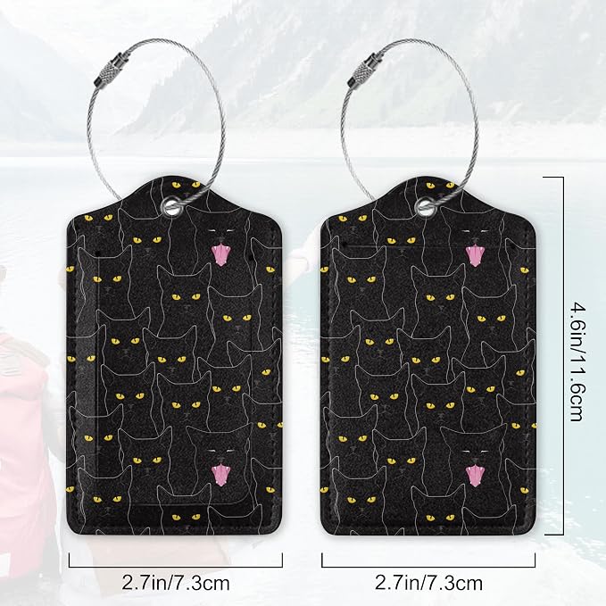 2Pcs Luggage Tag for Suitcase Black Cat Cute Suitcase Tag - Image 2