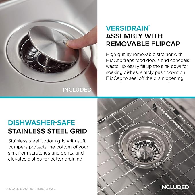KRAUS Dex 33-inch Undermount 16 Gauge Stainless Steel Single Bowl Kitchen Sink - Image 8