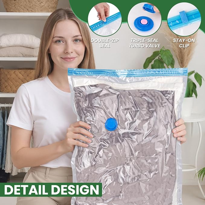 Vacuum Storage Bags, Comforters, Pillows-5 Jumbo+5Large Space Bag Vacuumm - Image 6
