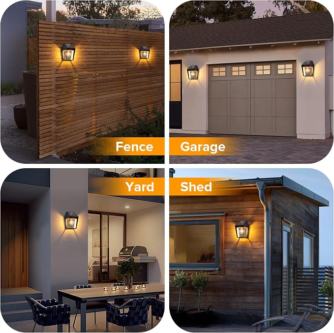 LUTEC 2 Pack Solar Wall Lights Outdoor, Solar Wall Lanterns - Image 8