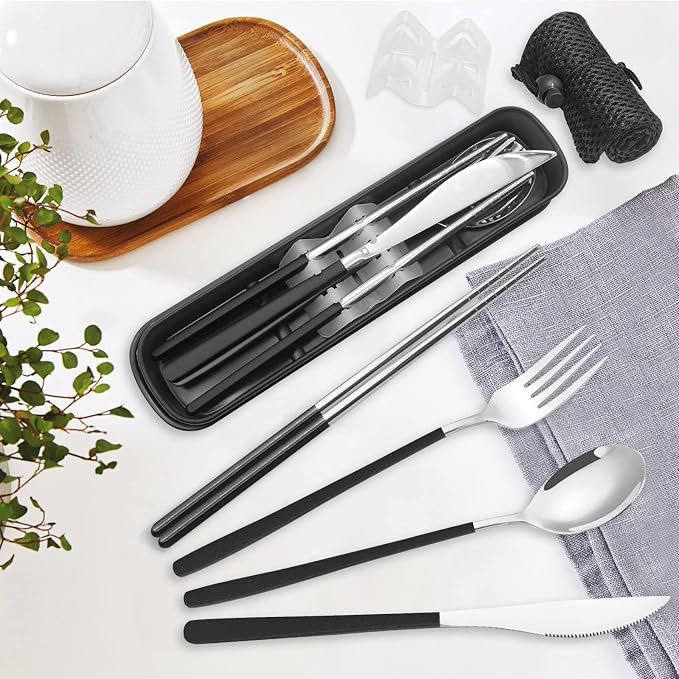 Reusable Utensils with Case, Travel Silverware Set with Case, 18/8 Stainless - Image 6