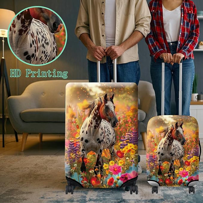 Luggage Cover Suitcase Protector + Tag, Spotted Horse Garden Travel Suitcase - Image 6