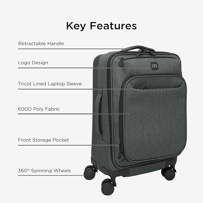 TravisMathew Quad Carry-On Spinner TMB400, Graphite Heather - Image 2