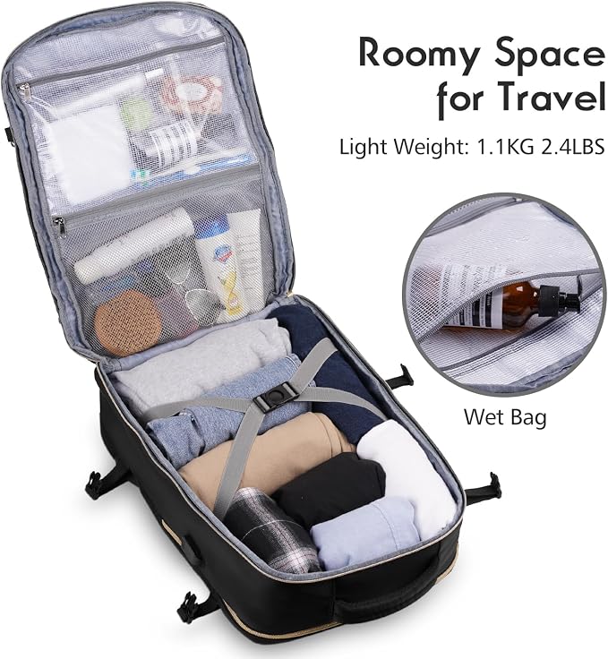MOMUVO Large Travel Backpack Women, Flight Approved Carry On Backpack - Image 3