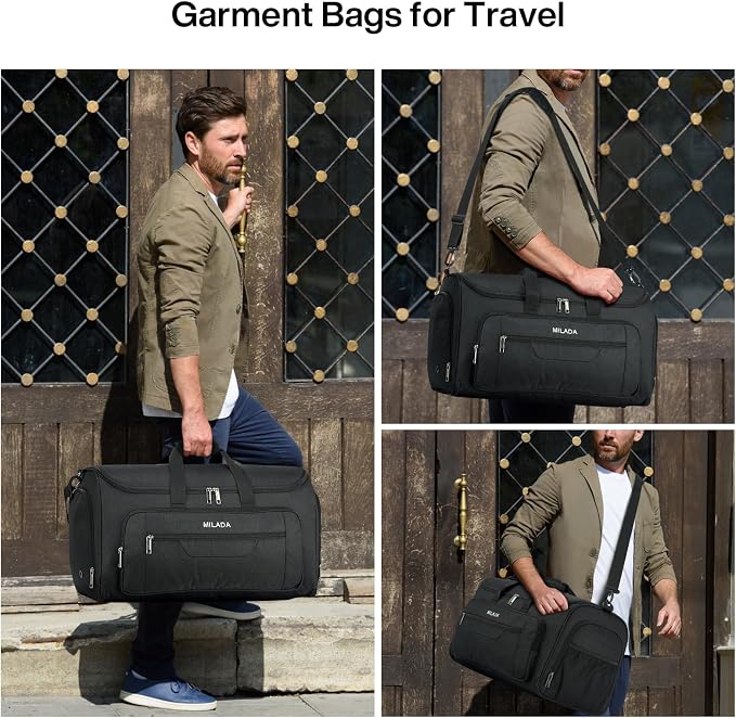MILADA Convertible 2-in-1 Garment Duffel Weekender Bag Carry On Garment Bags - Image 9
