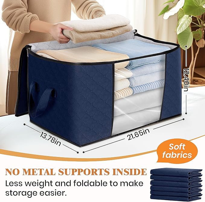 Fab totes 8 Pack Clothes Storage, Foldable Thick Fabric Blanket Storage Bags - Image 2