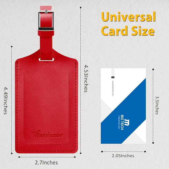 8 Pack Leather Luggage Travel Bag Tags by Travelambo - Image 2
