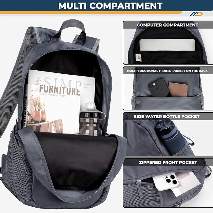 Lightweight Packable Backpack 30L, Light Foldable Backpacks Compact Folding - Image 4