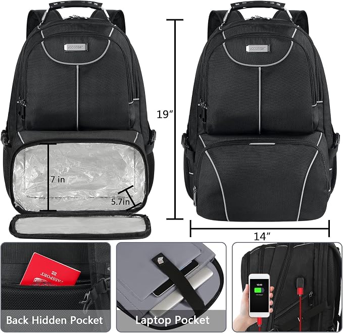 VECKUSON Lunch Bag Backpack, Insulated Cooler Lunch Box Backpack, Extra Large - Image 5