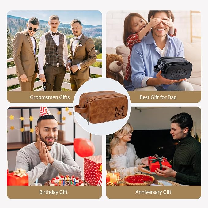Personalized Leather Toiletry Bag - Image 6