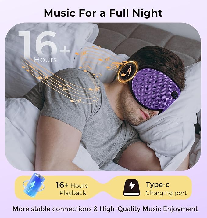 Sleep Mask Headphones with Bluetooth 5.4, LC-dolida Wireless Music Eye Mask - Image 6