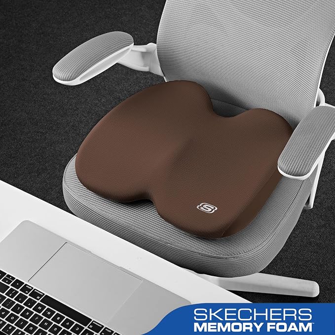 Skechers Memory Foam Seat Cushion, Ribbed Fabric Office Chair Cushion - Image 4