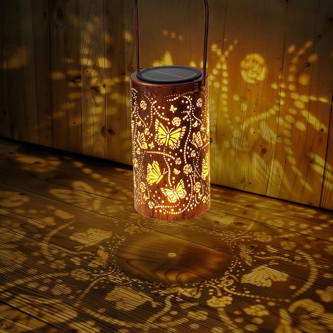 Homemory Butterfly Solar Lanterns Lights Outdoor Waterproof, Hollowed-Out Metal - Image 3