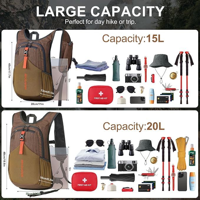 20L Small Hiking Backpack for Men Women Foldable Packable Back Pack Ultralight - Image 5