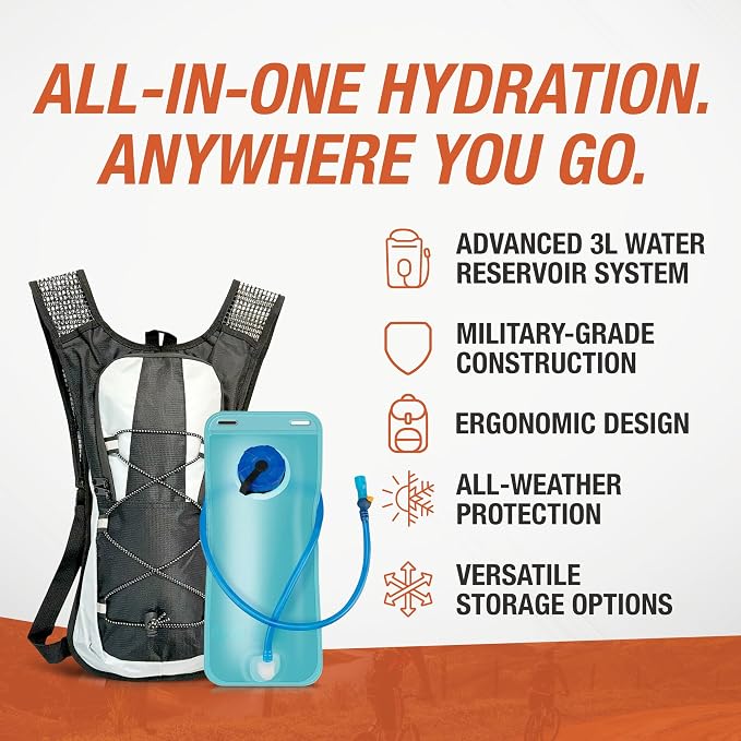 Military-Grade Hydration Backpack, 3L Water Reservoir Pack - Image 3