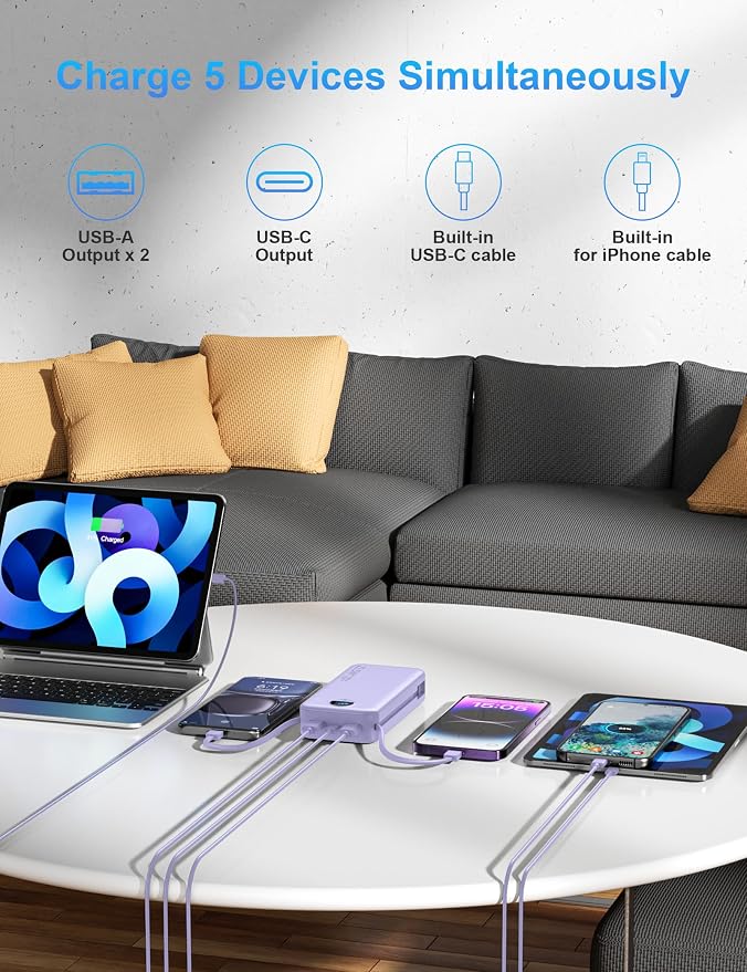 Portable Charger with Wall Plug, 20000mAh USB C Power Bank Fast Charging - Image 7