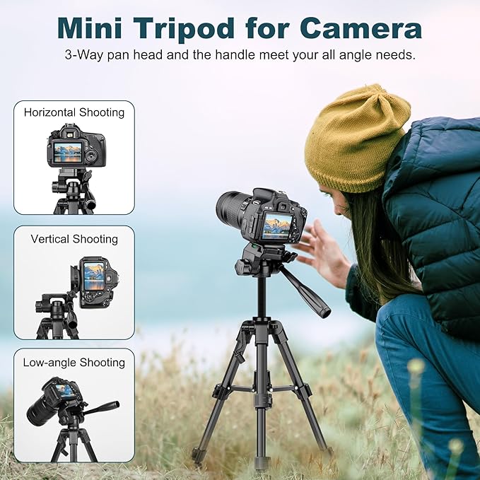 JOILCAN Mini Tripod for Camera, Portable Travel Tripod w/Phone & Tablet Holder - Image 2