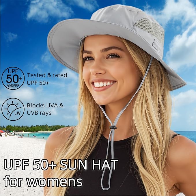 Connectyle Women's UPF 50+ Sun Hat UV Protection Wide Brim Bucket Hat Summer - Image 2