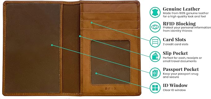 Personalized Monogrammed Antique Saddle Leather RFID Passport Wallet - Image 2