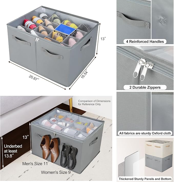 Shoe Organizer for Closet 2 Pack, Foldable Shoe Box - Image 2