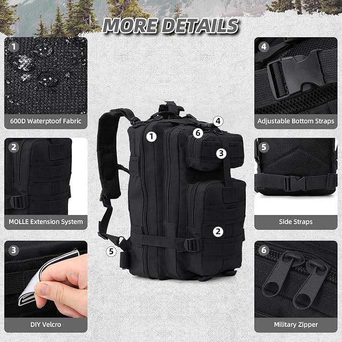 Small Military Tactical Backpack, 30L Tactical Assault Bag - Image 7