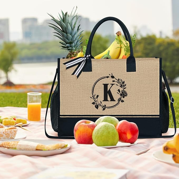 TOPDesign Personalized Initial Canvas Tote Bag, - Image 6
