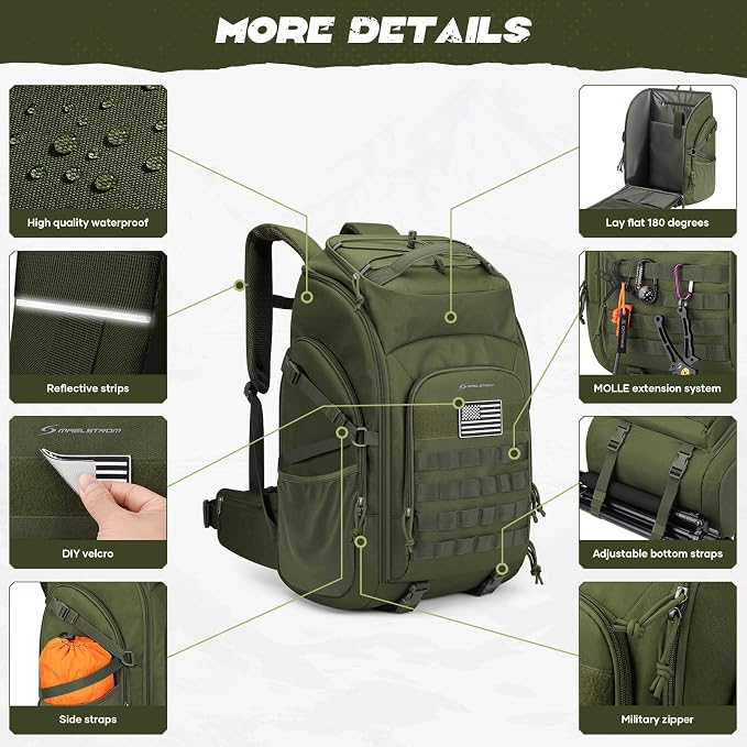Maelstrom Tactical Backpack for Men, 40L Military Backpack, Water Resistant - Image 3