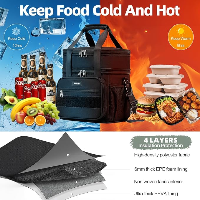 Weitars Lunch Box for Men Women Dual Compartment Lunch Box Heavy Duty Large - Image 4
